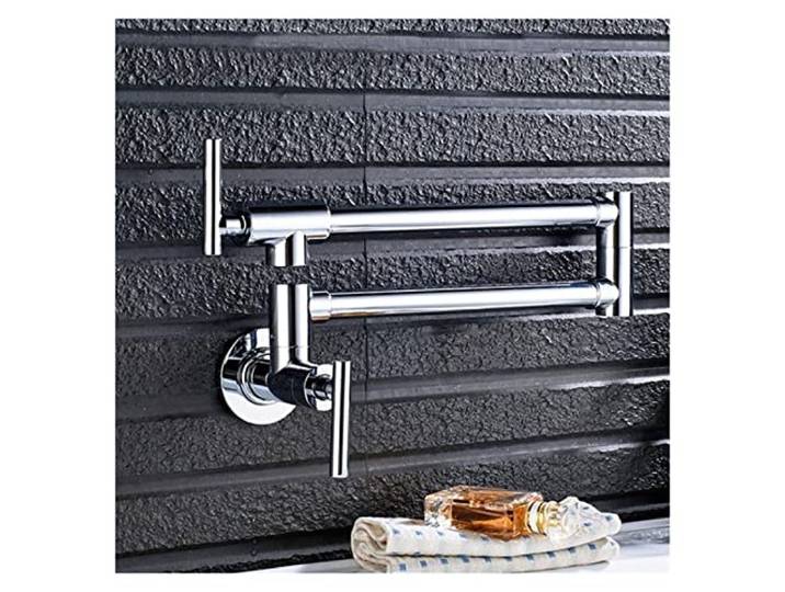 Drehhahn, Klappbarer Einzel-Küchenarmatur Spüle Topffüller Wasserhahn Kaltwasser Wandmontage Messingarmaturen Chrom gebürstetes Nickel Öl eingerieben(C B)
