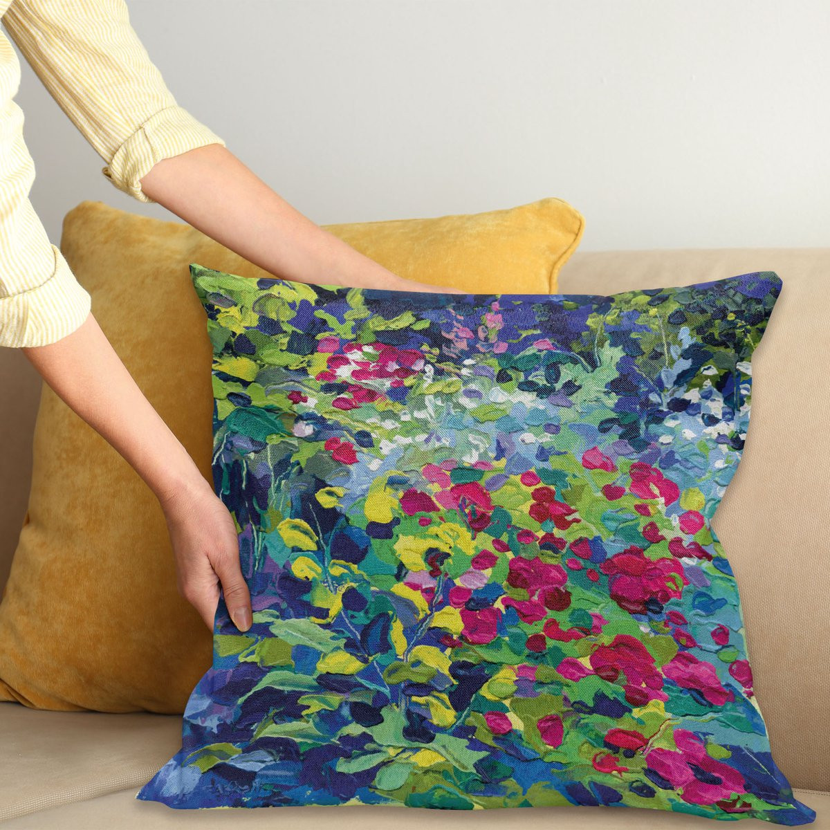 ABAKUHAUS Kunst Kussenhoes Blumenfeld Zomer, Meerkleurig, 60 x 60 cm