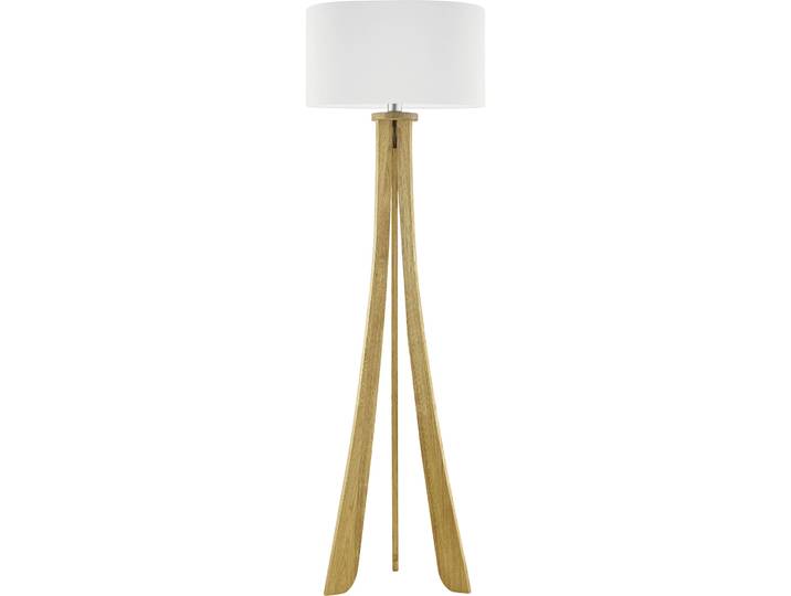 HERZBLUT Stehlampe Bow natur, weiss Nickel/Holz H 165 cm