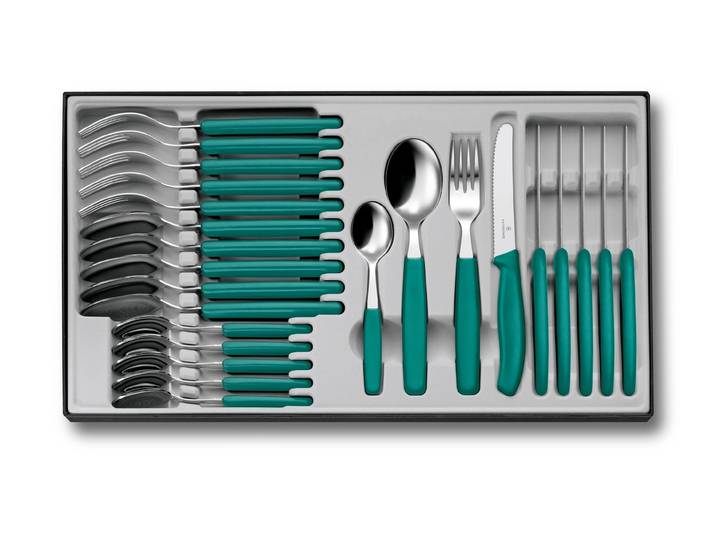 Besteck-Set VICTORINOX Classic, 24-teilig , grün, 24 Stk., Stahl, Essbesteck-Sets, Besteck-Set