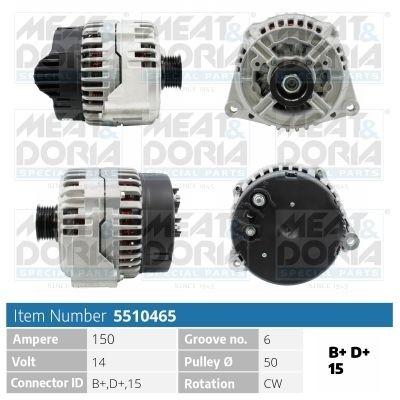 MEAT & DORIA 5510465 Lichtmaschine Generator LiMa 150A 14V passend für MERCEDES-BENZ S-Klasse Limousine (W220) S-Klasse Coupe (C215) S-Klasse Coupe