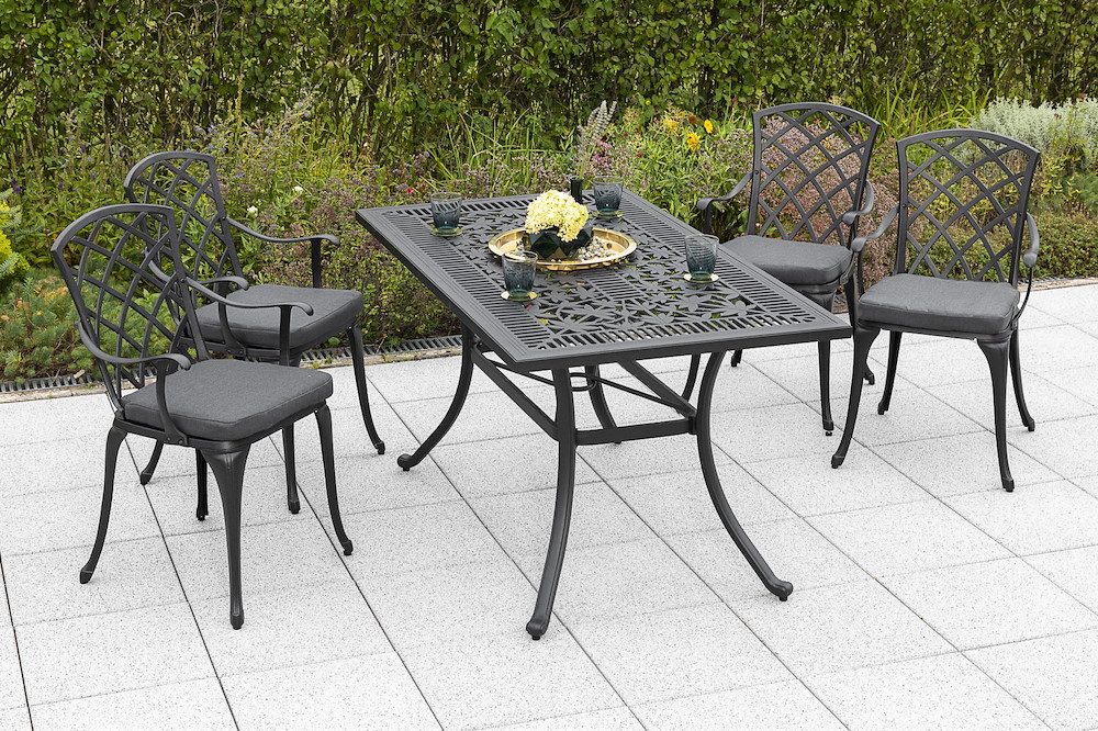 MERXXHANDELS Rhodos Set 9tlg 4 Sessel Kissen Tisch 140x80cm 16909259