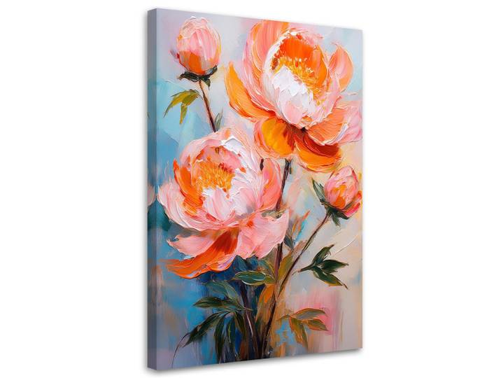 Feeby Wandbild orangefarbene pfingstrosen blühen in der natur, Orange, Floral, Rechteckig, 70x100 cm, Bilder & Rahmen, Bilder, Leinwandbilder