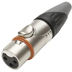 HICON XLR, wasserdicht und staubgeschützt IP67 im gesteckten Zustand , 3-pol , Metall-Kabelbuchse, versilberte(r) Kontakt(e), gerade