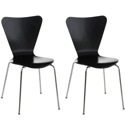 DELUKE 2er Set Besucherstuhl BERLIN - Holz Schwarz 45x49x85 cm | Besucherstühle Konferenzstuhl Wartezimmerstuhl Bürostühle Bürostuhl Konferenzraum