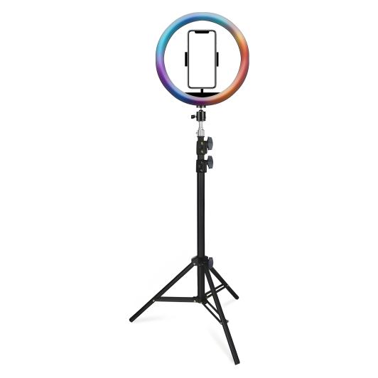 Retoo ER997 LED-Selfie-Ringlampe - 30 cm - RGB mit Stativ und Handyhalterung (Ringlicht) (78095715)