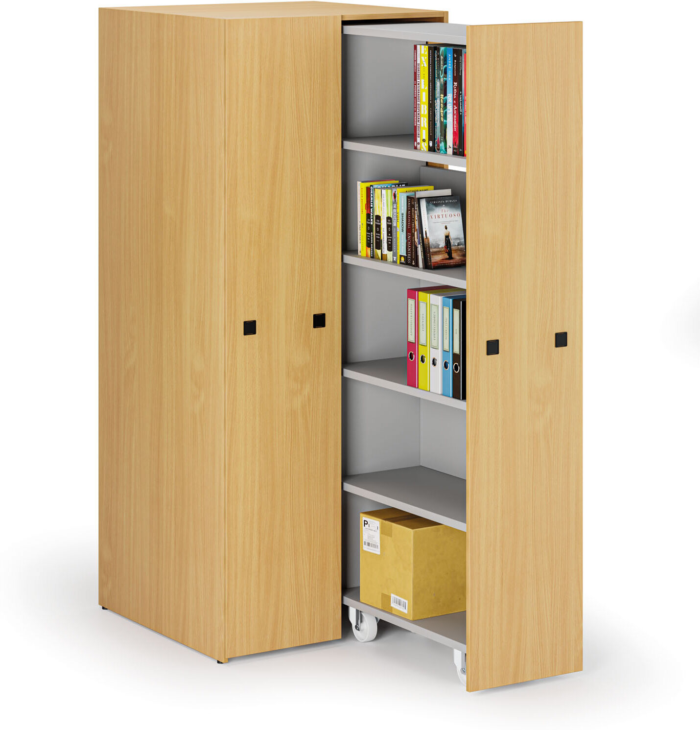 B2B Partner Großraumschrank mit ausziehbaren Regalen, 841 × 846 × 2000 mm, Buche