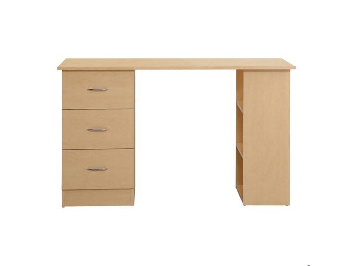 Bureau avec Rangement 120 cm - Bureau d'Ordinateur avec Étagères et Tiroirs - 120 x 49 x 72 cm - Beige