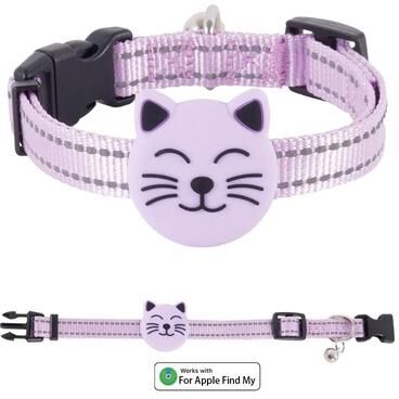 Uplifted Finds AirTag Compatible GPS Smart Tracking Cat Collar With Anti Loss Bluetooth Pet Locator purple