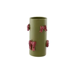 HOME STORY Vase mit 3D Schleifen   , rosa/pink , Dolomite , Maße (cm): H: 22,5  Ø: 13.8