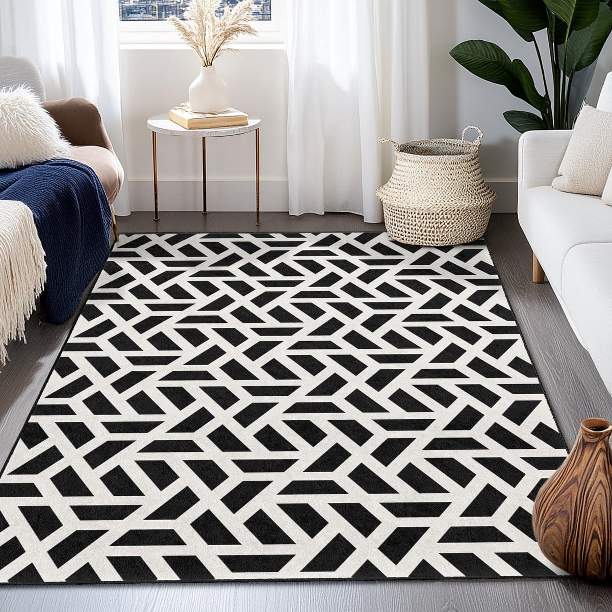 Merkloos Modern Geometrisch Vloerkleed Rechthoekig - Voor Woonkamer, Slaapkamer, Keuken & Hal