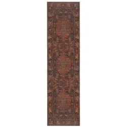 KADIMA DESIGN Teppich Rot waschbar | Orientalischer Vintage Stil | Flachgewebe | Pflegeleicht | 60x230cm
