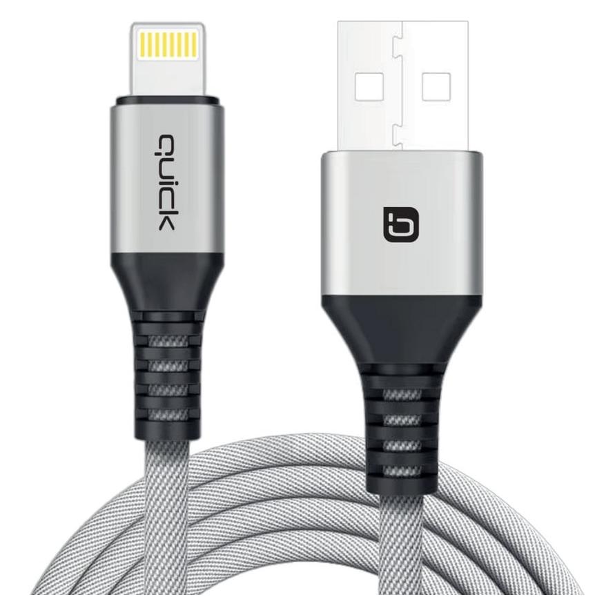 Quick Kabel USB USB-A - Lightning 1.5 m Szary (4752168141250) (1.50 m) (4752168141250)