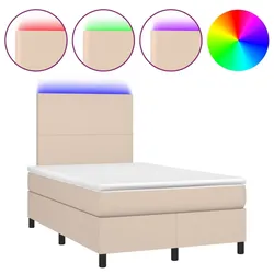 vidaXL Boxspringbett mit Matratze & LED Cappuccino-Braun 120x200cm