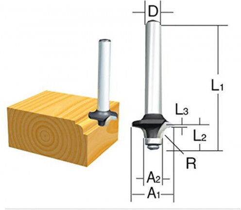 Makita D-09547 Fraise a queue arrondie R-8 mm