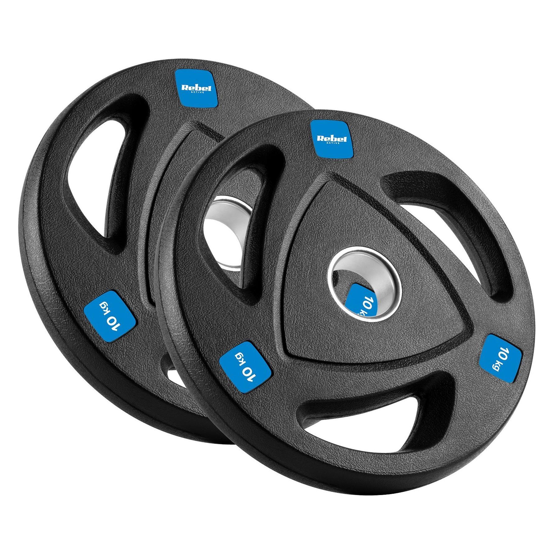 Rebel Gummiertes Gusseisen Gewichtsset 2x10kg Olympialoch 51mm ACTIVE (RBA-2110)