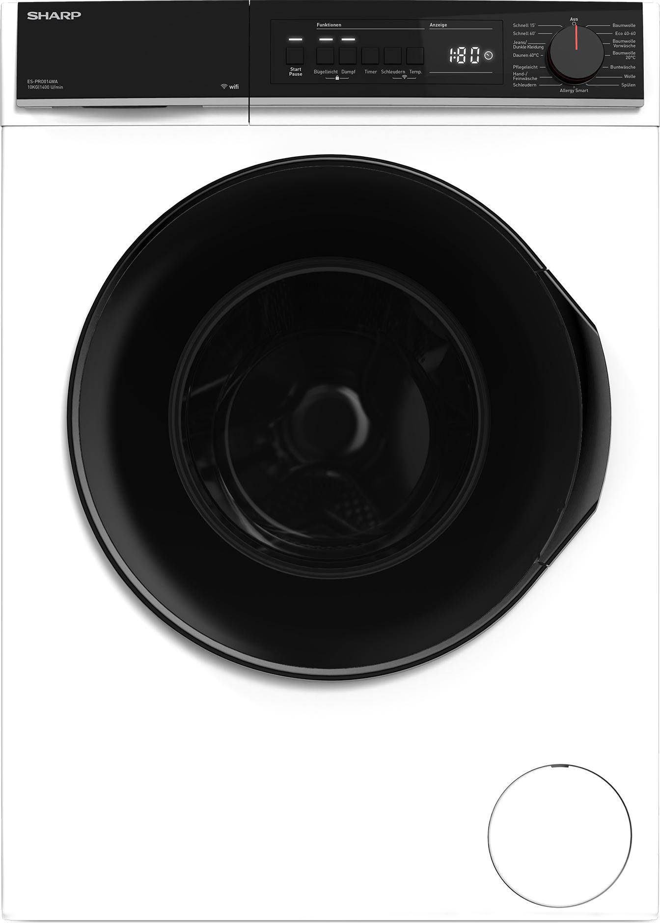 Sharp ES-PRO014WA-DE Waschmaschine 10 kg Schwarz AllergySmart AquaStop