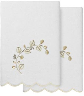 Authentic Hotel and Spa 100% Turkish Cotton WILD BRANCH Scallop Embellished Towel Collection
