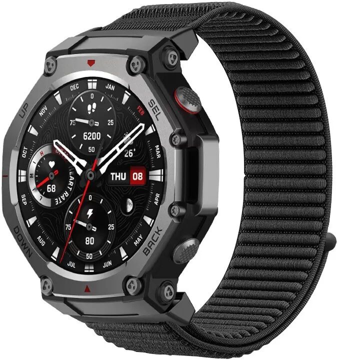 INF Nylon-Uhrenarmband, kompatibel mit Amazfit T-Rex 3 – Atmungsaktives Sportarmband Schwarz