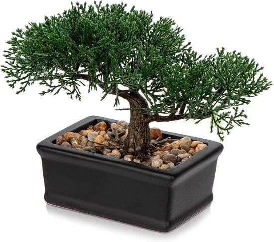 Unyqoos Kunstceder-bonsai met zwarte keramische pot
