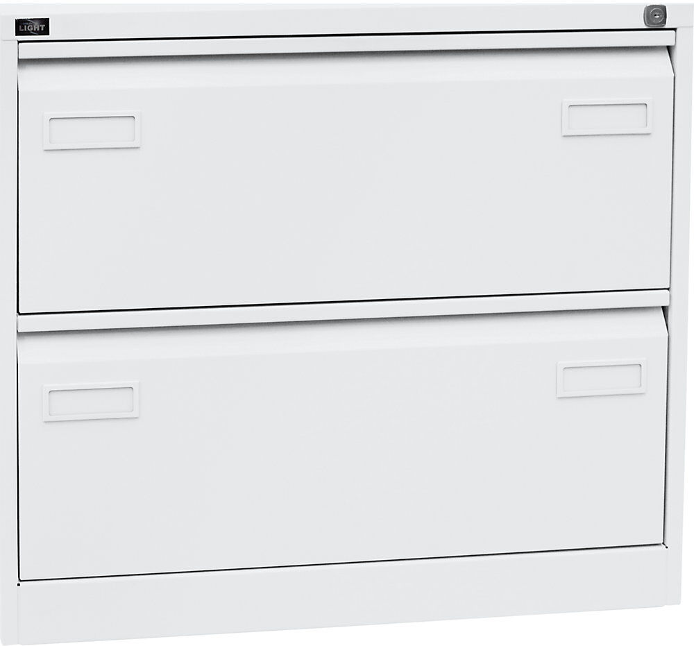 Hängeregistraturschrank LIGHT, 2-bahnig, 2 Schübe, DIN A4, verkehrsweiß BISLEY