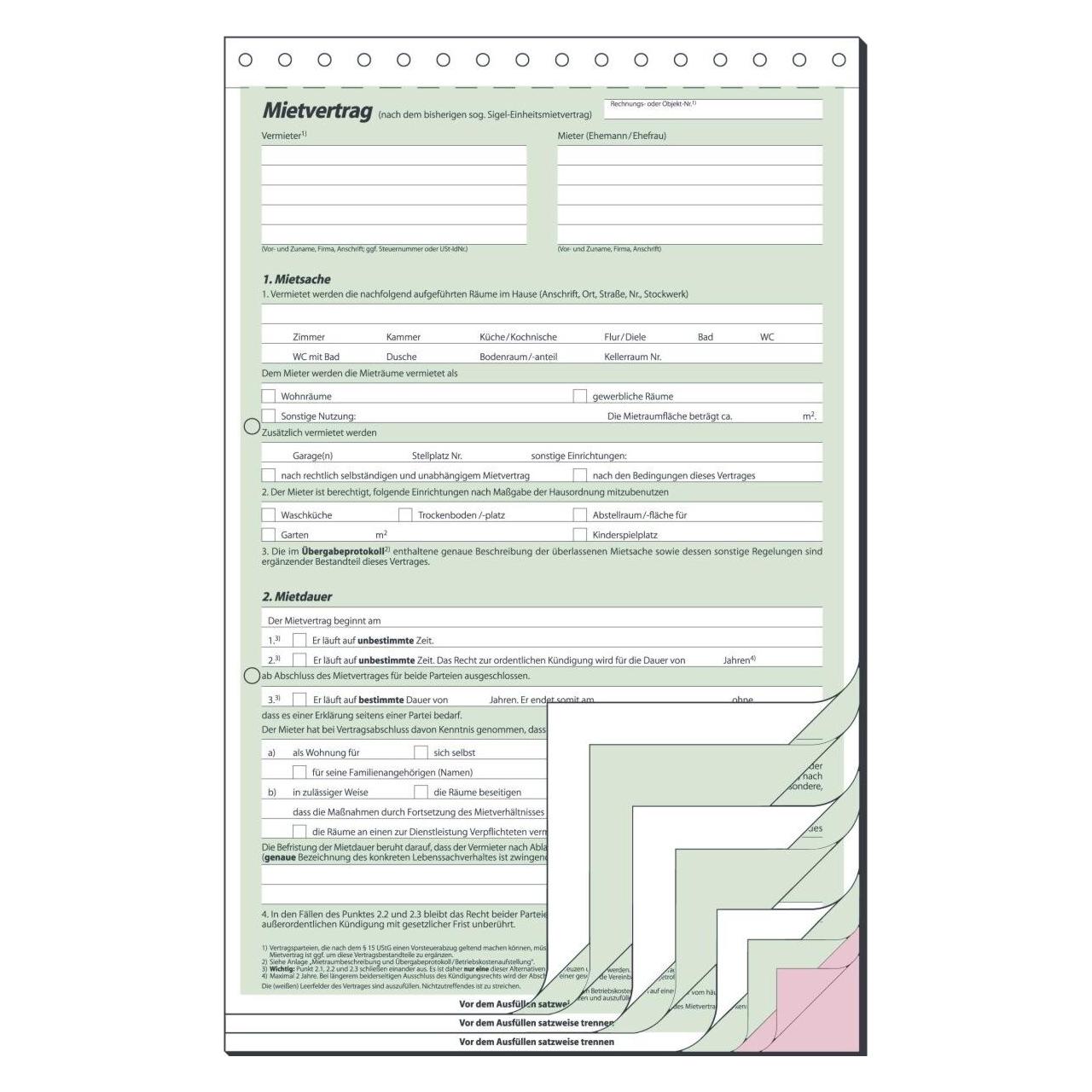 Sigel Mietvertrag Formular Papierformat: DIN A4 selbstdurchschreibend: Ja (MV480)