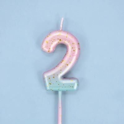 Uplift Treasures Gradient Glitter Number Birthday Candle Cake Topper b02