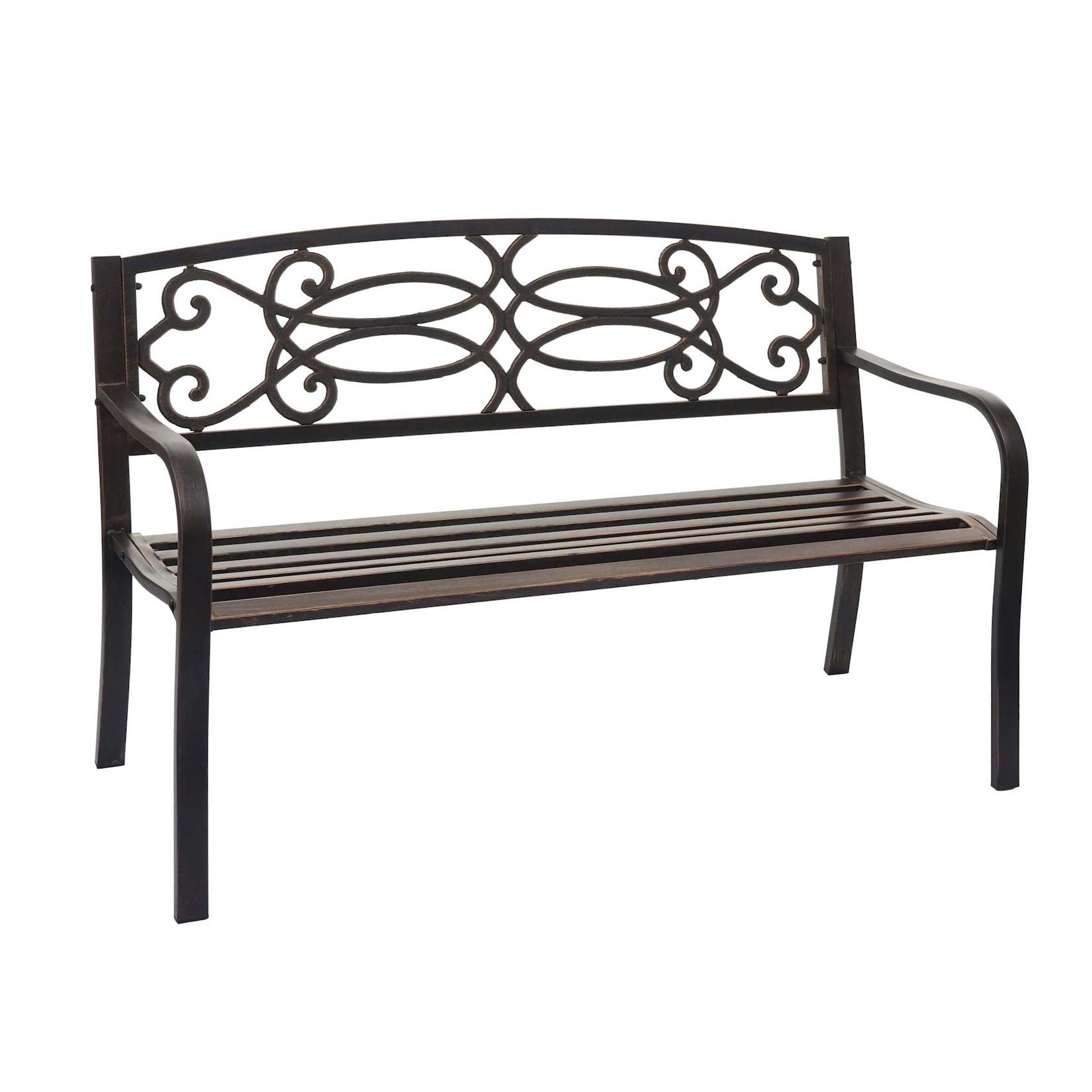 Gartenbank MCW-F44, Bank Parkbank Sitzbank, 2-Sitzer pulverbeschichteter Stahl ~ vintage bronze