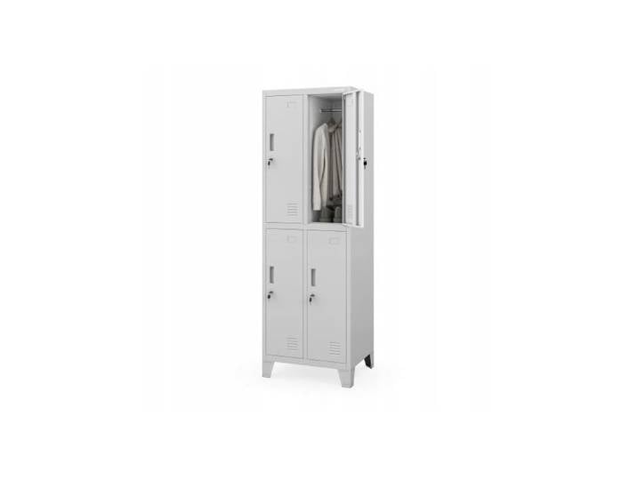 JAN NOWAK Armoire sociale SST pour employés 4 casiers BARTEK 2 PLUS Gris 172x56x45 cm