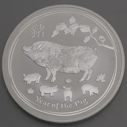 Silbermünze 2oz "Schwein" 2019 Lunar II – Year of the Pig (Australien)