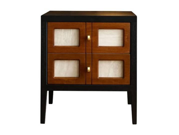 Zimmer Retro schwarz Nachttisch mit minimalistischen Randschrank Massivholz im chinesischen Stil(Braun)