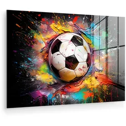 ACRYLGLASBILD Fußball - Farbe - Farben - Schwarz - Weiß Room Decor 90x60 cm