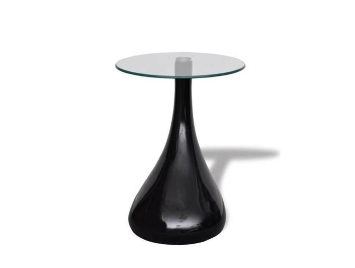 Table basse KAI - Noir brillant - Rond - Hauteur 55 cm - Verre