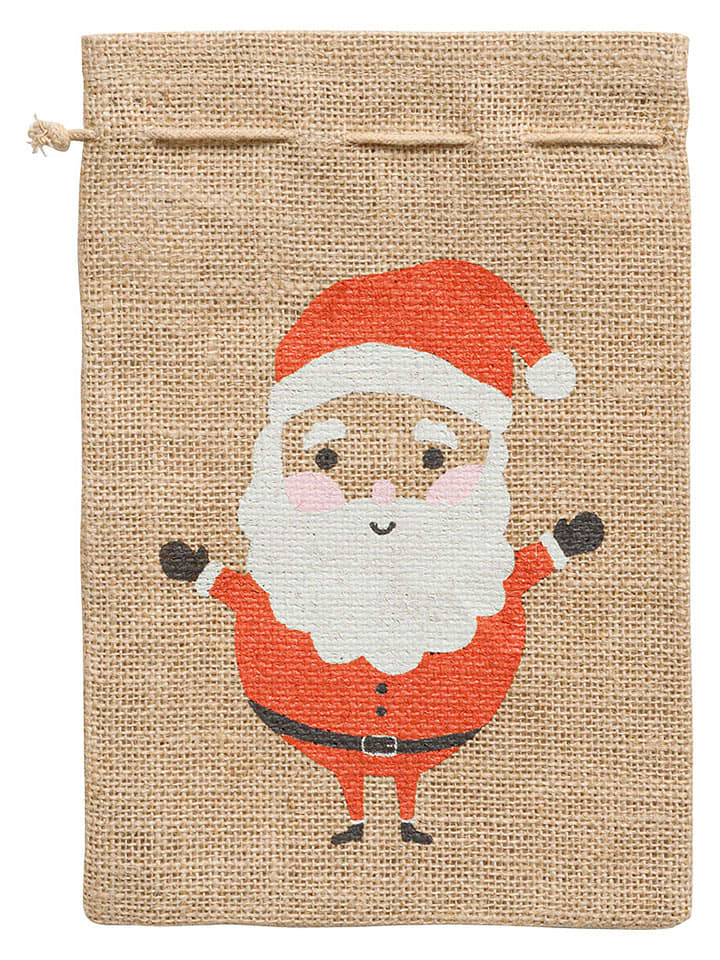 folia PAPER Jutesack in Beige/ Rot - (L)25 x (B)17 cm - onesize
