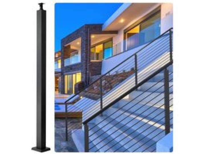 VEVOR Poteau Garde Corps Câble 106,7x5x5 cm Poteau Rampe d'Escalier Acier Inoxydable Poteau Balustrade Colonne Tige Main Courante Avec support de montage pour Jardin Terrasse Extérieur Intérieur Noir