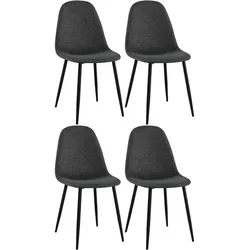 CLP 4er Set Esszimmerstühle Napier Stoff   Farbe: schwarz, Material: Stoff