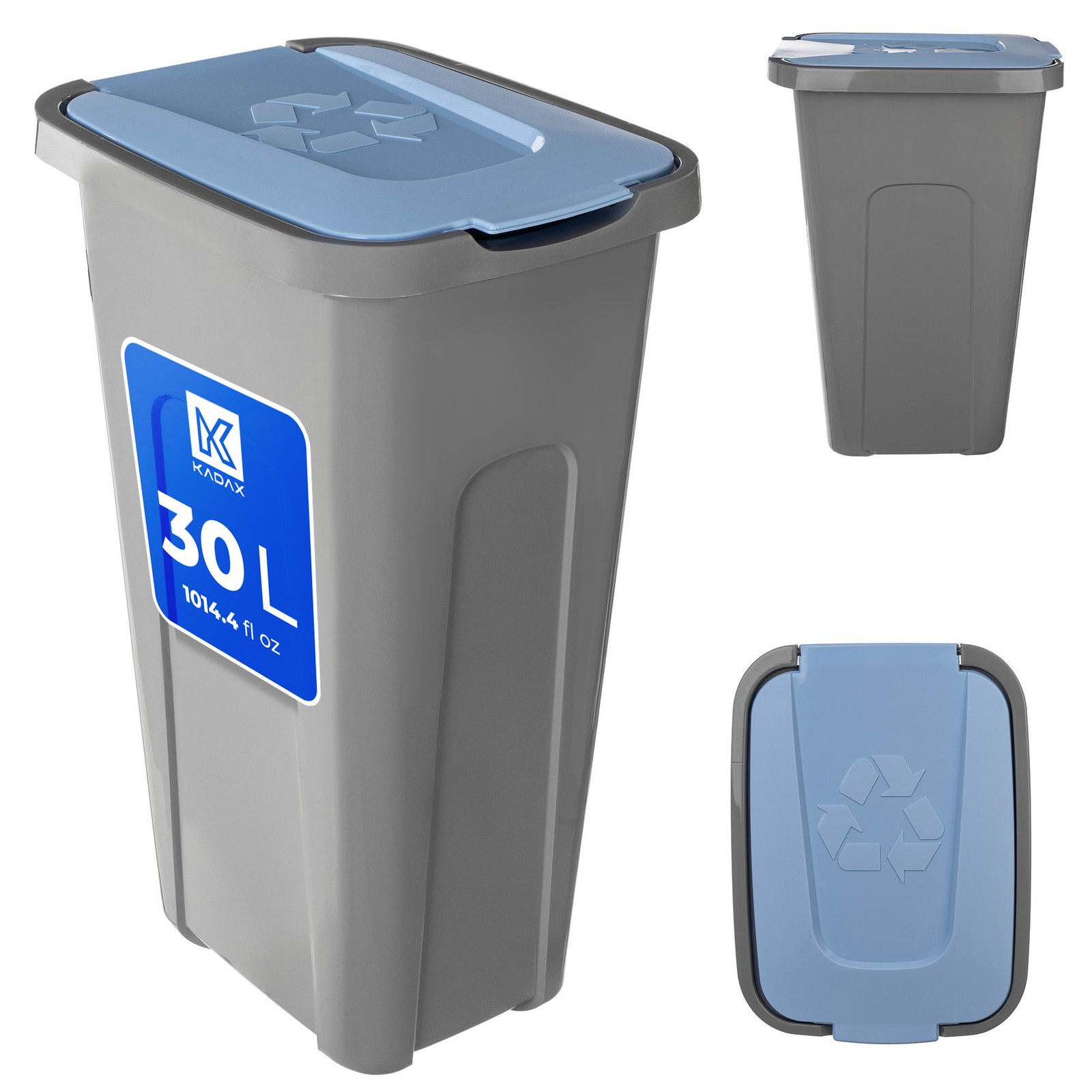 KADAX afvalbak voor afvalscheiding met deksel, 30 liter, blauw