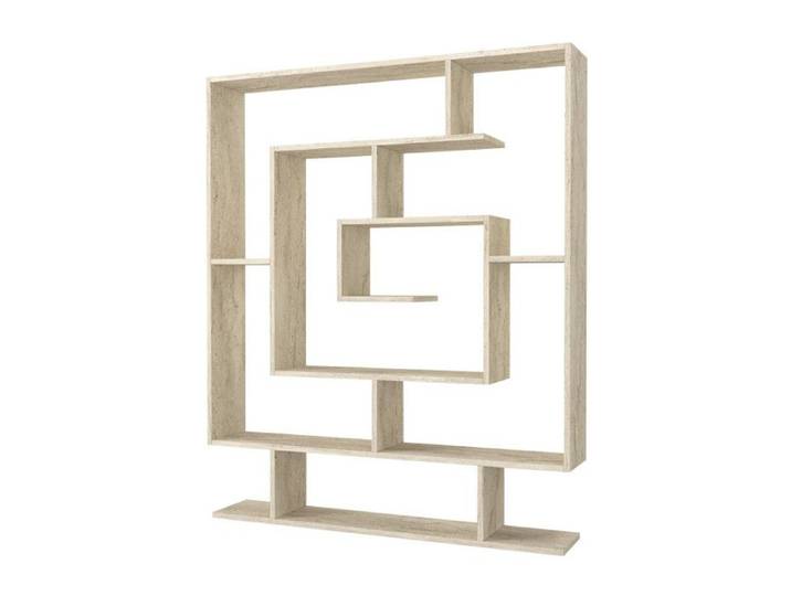 Grande bibliothèque en panneau mélaminé effet travertin 124 8 x 149 4 x 22 cm