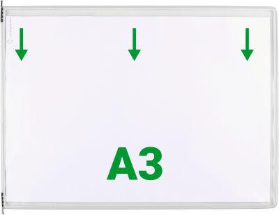 Sichttafel Tarifold DIN A3 quer, 10 St., alle Trägersysteme, Metalldrehzapfen, weiß