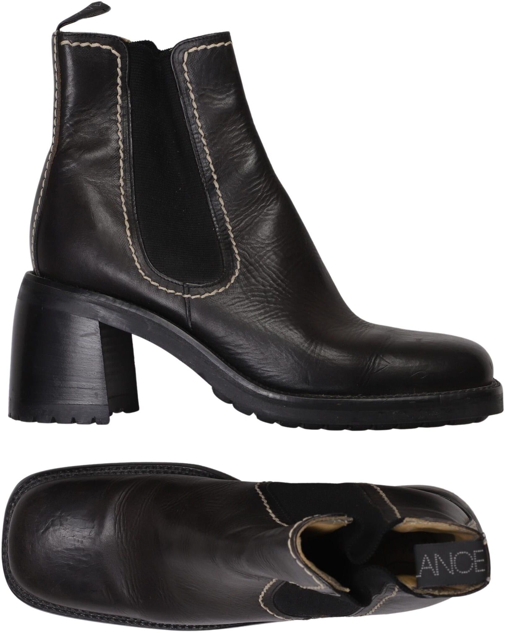 Freelance Damen Stiefelette, Schwarz, Gr. EU 39.5, Leder - Second Hand