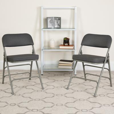 Flash Furniture 4 Pack Curved Triple Braced & Hinged Fabric Upholstered Metal Folding Chair