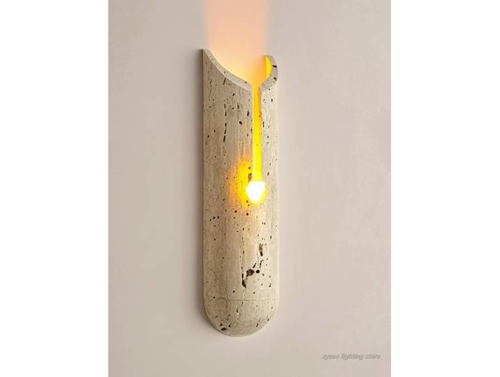 Applique murale créative en pierre de grotte jaune naturelle, design minimaliste, luminaire d'ambiance artistique, luminaires de fond