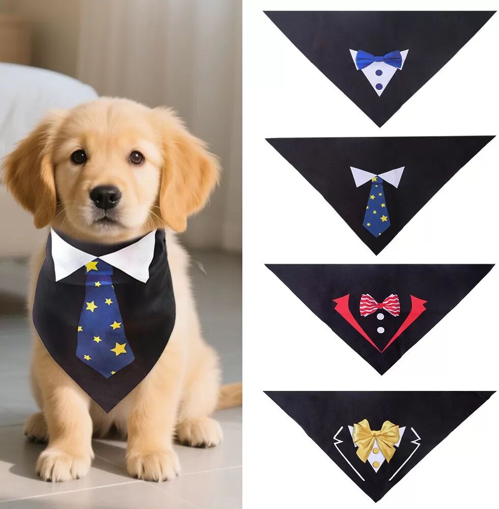 INF Hund Smoking Lätzchen mit Fliege - Rot-Weißes Fliege Design