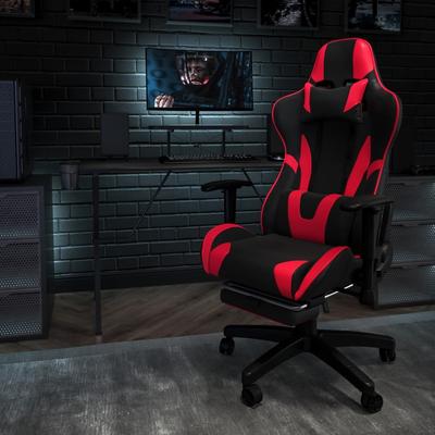 Lancaster Home Racing Gaming Ergonomic Chair with Reclining Back, Footrest in LeatherSoft