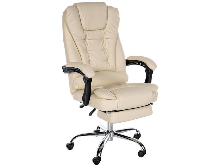 CLP Chefsessel Lederlook creme, Creme, Metall, 67x115x68 cm, Büromöbel, Bürostühle, Chefsessel