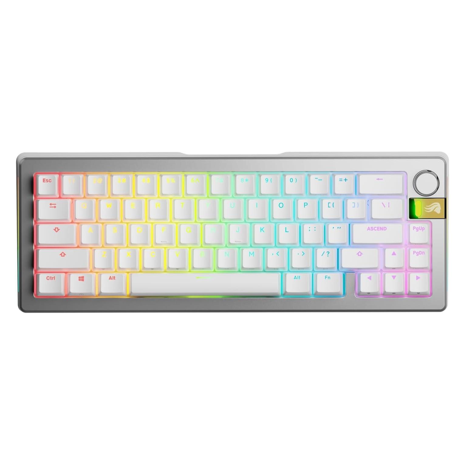 Glorious GMMK 3 Pro HE Wireless 65 % Custom Gaming-Tastatur - Pre-Built, ANSI (US), Fox HE Switches (US, Kabellos) (GLO-KB-GMMK3-PRO-65-PB-HE-WL-SIL-US)