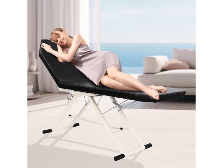 Table de massage Table de massage Table de massage portable 180 cm Chaise réglable Lit Esthétique Spa Salon Lit Accoudoir suspendu, Noir