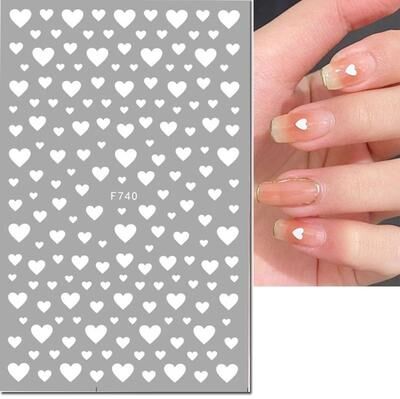 Inspire Select 3D Nail Art Stickers Love Hearts Stars Clouds Red Black White Adhesive Nail Decals Sliders For French Tips Manicure af740white