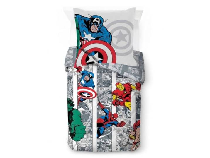 Marvel Comics Superhelden Bettwäsche-Set 100% Baumwolle, Mehrfarbig