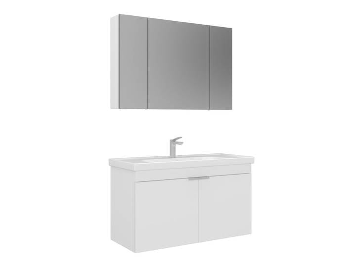 Meuble avec simple vasque et miroir Desna 100 - 100 x 45 x 58 cm - Matte White